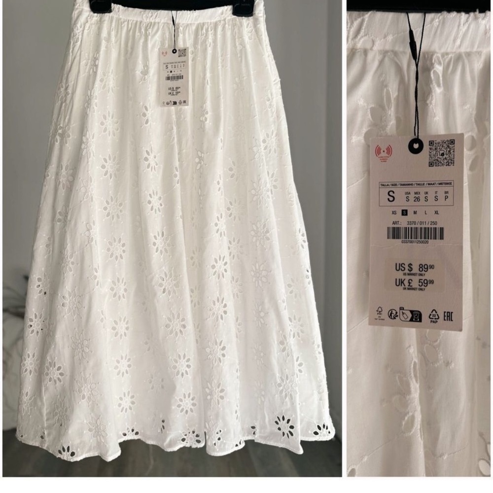 ZARA EMBROIDERED EYELET SKIRT ZW COLLECTION
WHITE
